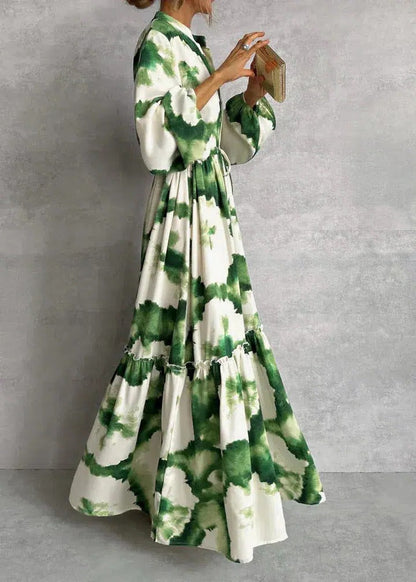 Vestido maxi mujer con cinturón y estampado degradado