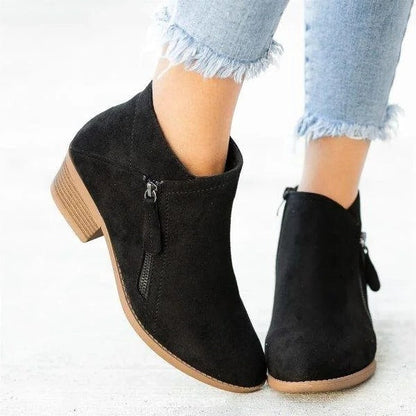 Botines Mujer de Gamuza Tacón Plataforma Cremallera Lateral