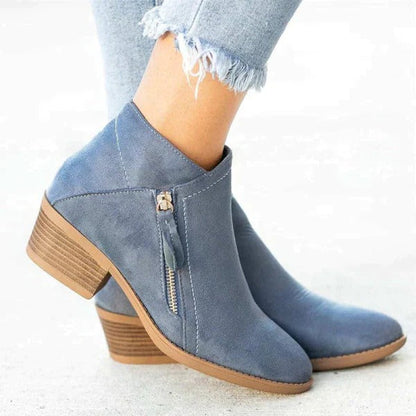 Botines Mujer de Gamuza Tacón Plataforma Cremallera Lateral - Mavetta
