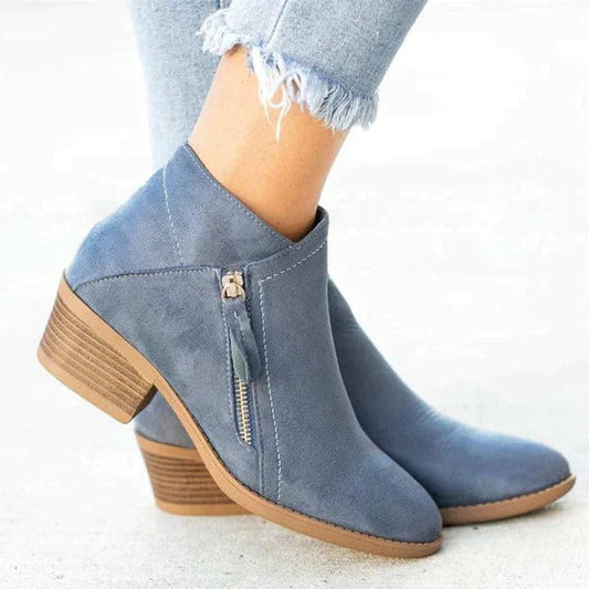 Botines Mujer de Gamuza Tacón Plataforma Cremallera Lateral - Mavetta