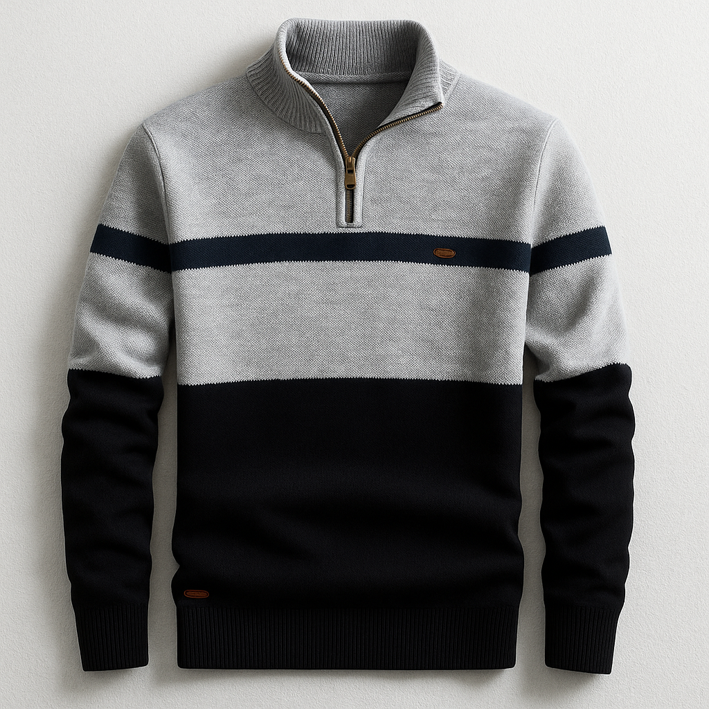 Jersey hombre tejido ligero con cremallera media estilo moderno