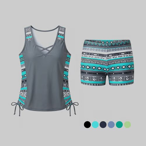 Tankini Mujer Estampado con Short Ajuste Cómodo