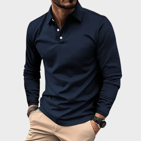 Polo hombre manga larga tejido suave estilo casual - Mavetta