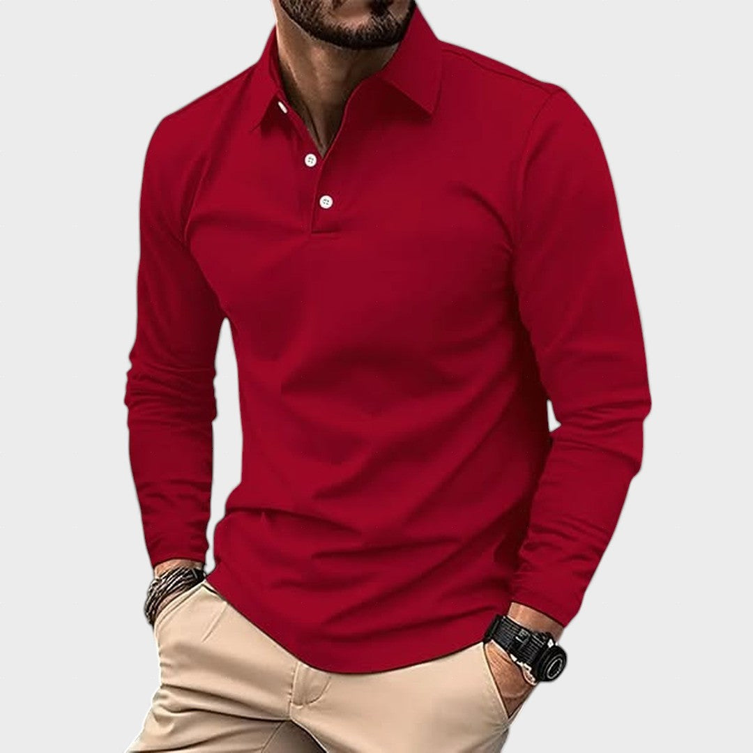 Polo hombre manga larga tejido suave estilo casual - Mavetta