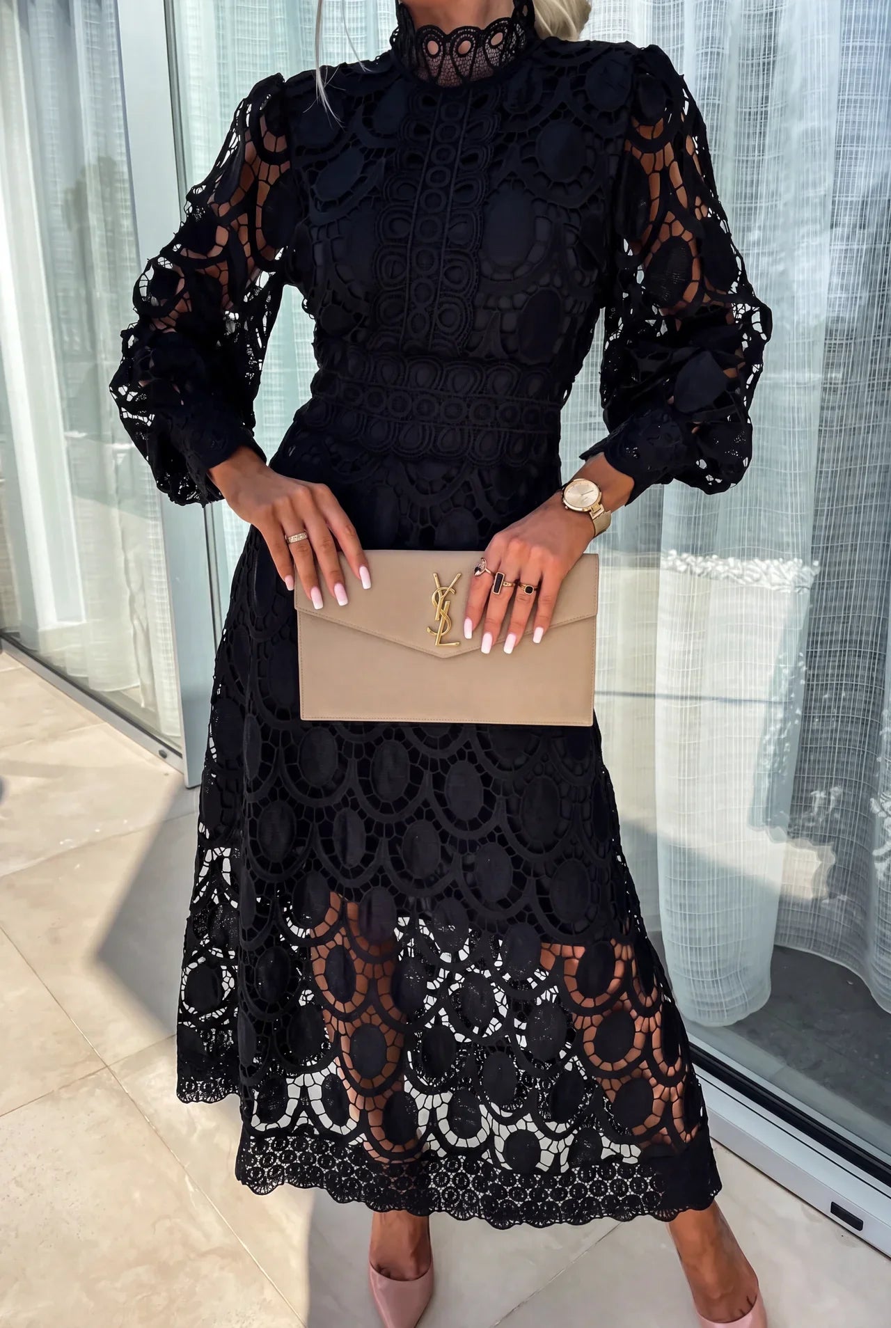 Vestido Mujer de Encaje Ajuste Romántico