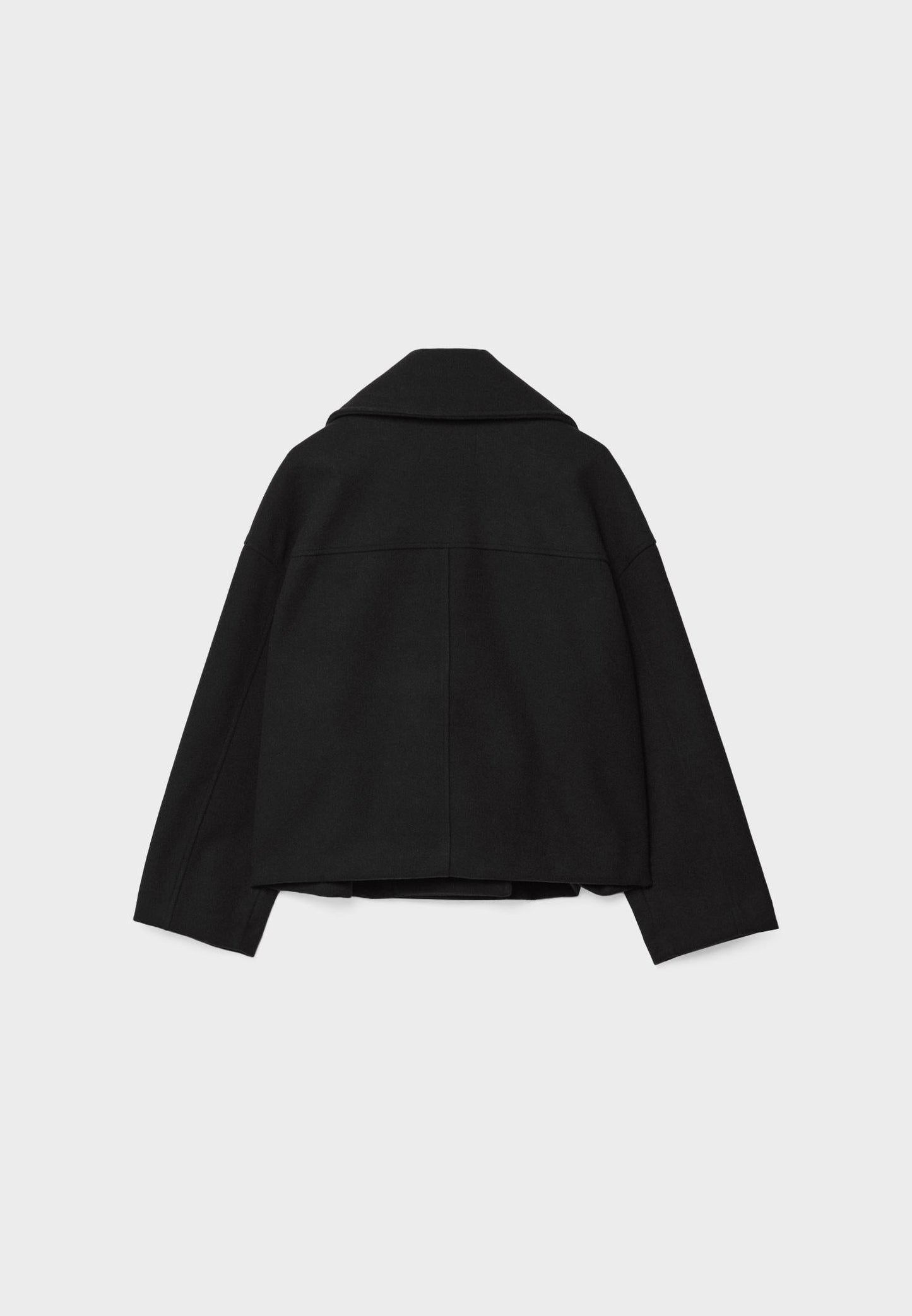 Chaqueta corta mujer de lana cruzada cuello solapa doble botonadura