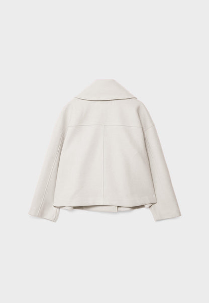 Chaqueta corta mujer de lana cruzada cuello solapa doble botonadura