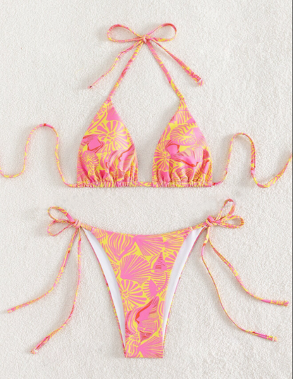 Bikini Mujer con Detalle de Lazo Ajuste Marina