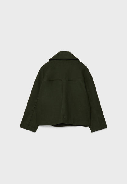 Chaqueta corta mujer de lana cruzada cuello solapa doble botonadura