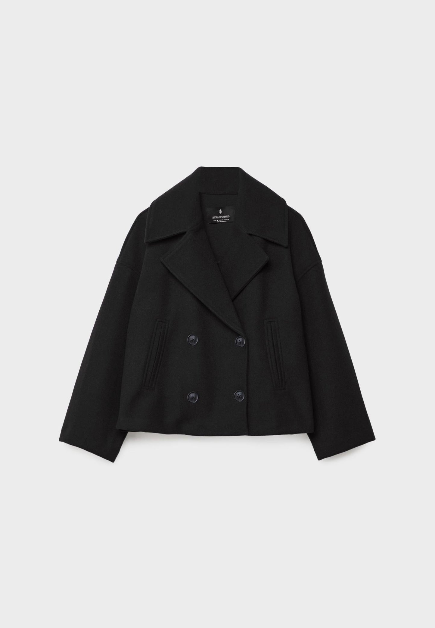 Chaqueta corta mujer de lana cruzada cuello solapa doble botonadura
