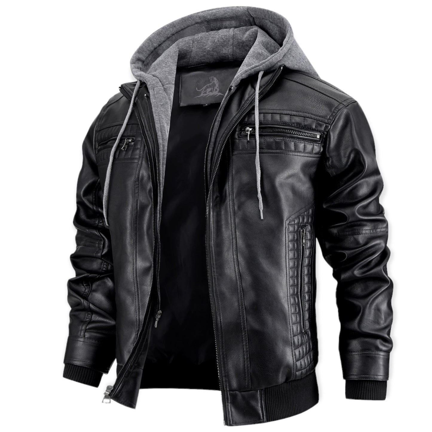 Chaqueta Hombre de Cuero con Capucha y Cremallera - Mavetta