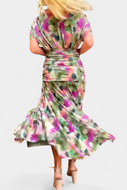 Vestido maxi mujer de verano con escote en V elegante