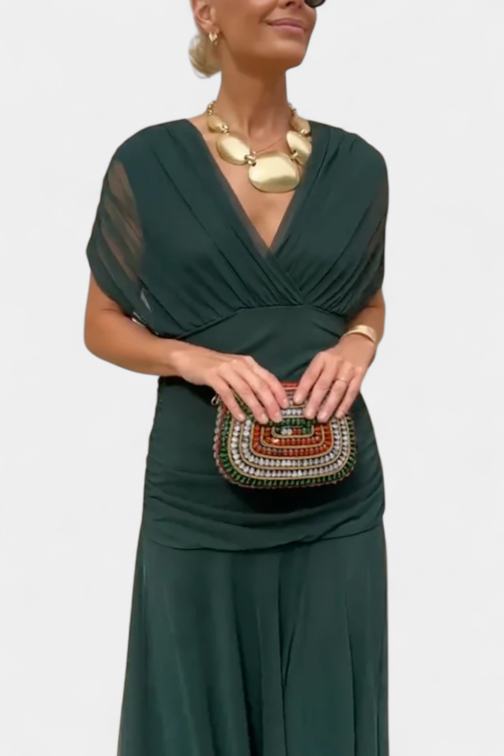 Vestido maxi mujer Escote en V Ajuste fluido
