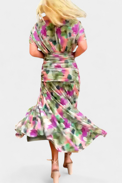 Vestido mujer escote en V cruzado falda fluida ligera