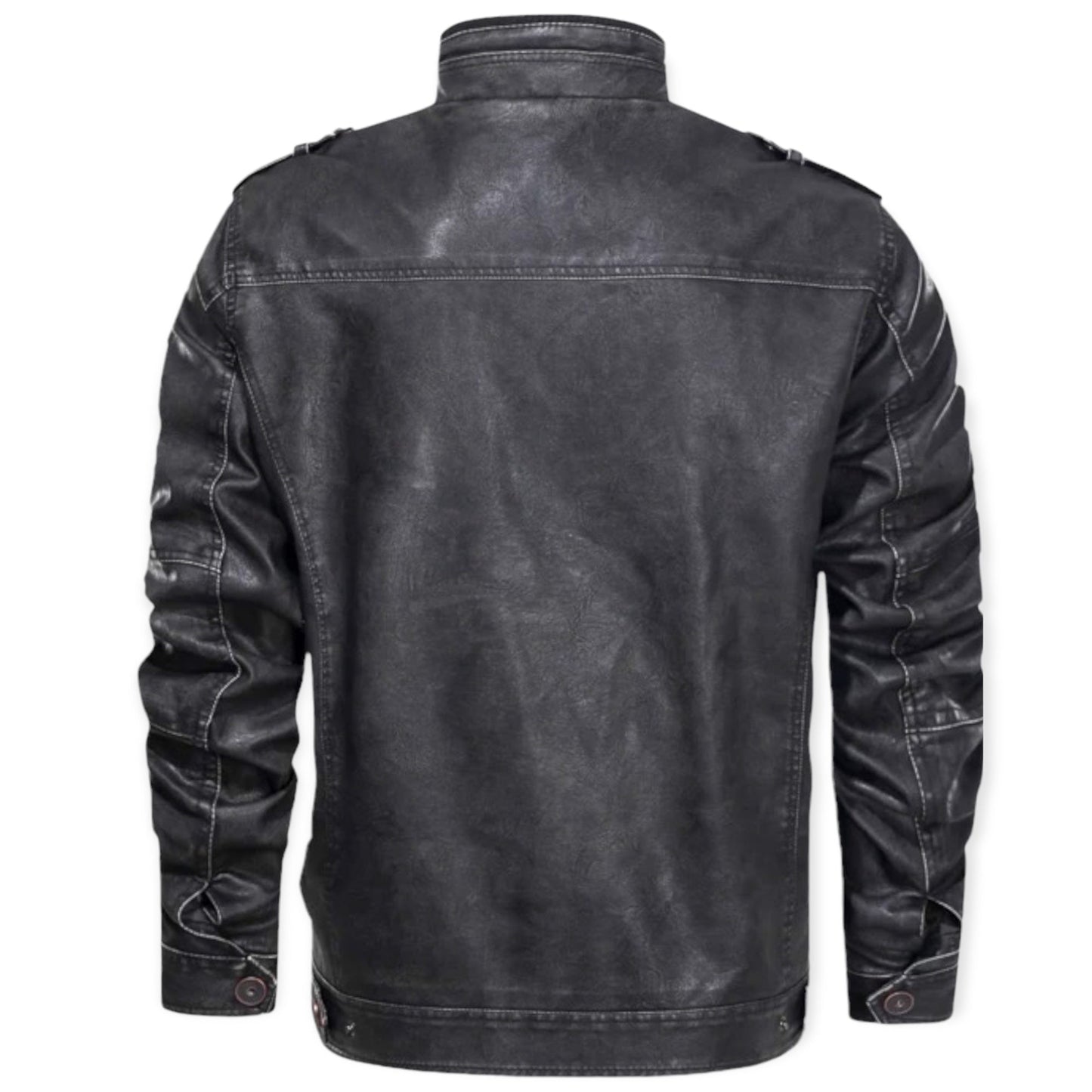 Chaqueta Hombre de Cuero con Cremallera Ajuste Regular