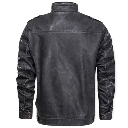 Chaqueta Hombre de Cuero con Cremallera Ajuste Regular
