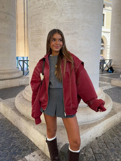 Chaqueta Oversize Mujer Diseño en Contraste - Mavetta