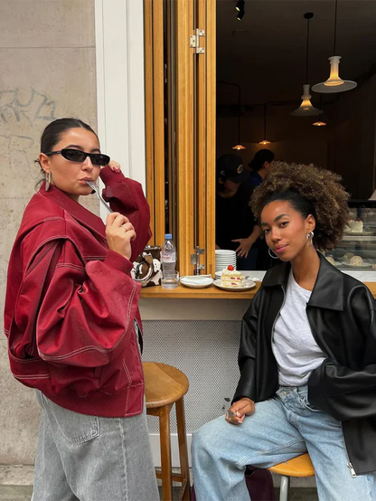 Chaqueta Oversize Mujer Diseño en Contraste
