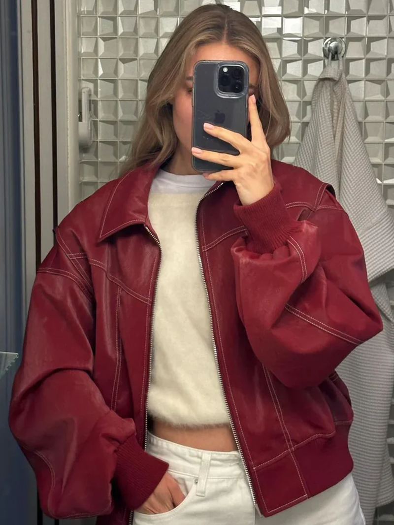 Chaqueta Oversize Mujer Diseño en Contraste