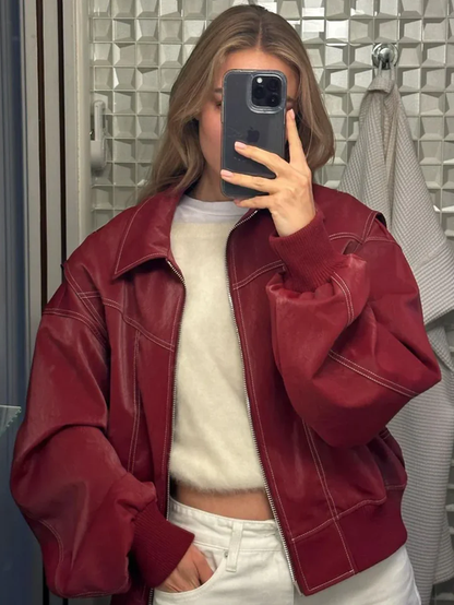 Chaqueta Oversize Mujer Diseño en Contraste