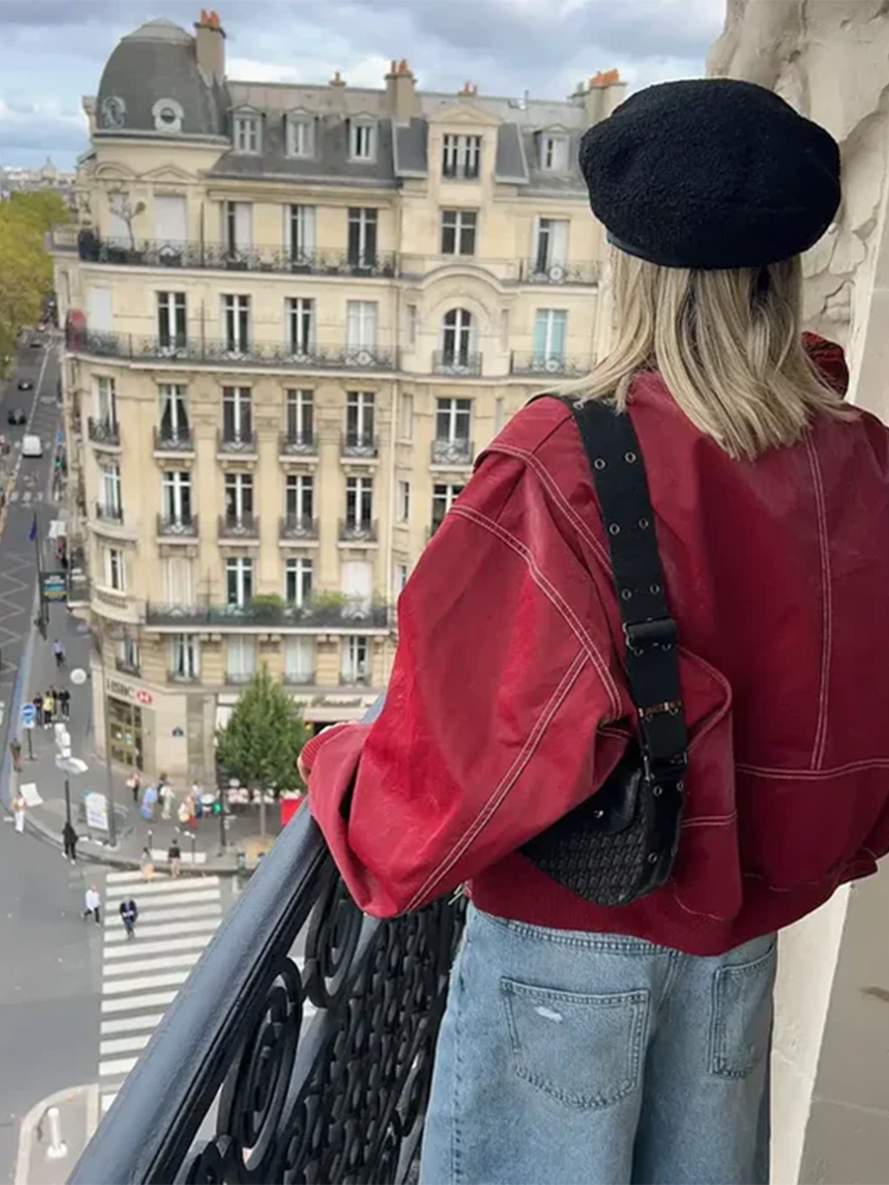 Chaqueta Oversize Mujer Diseño en Contraste