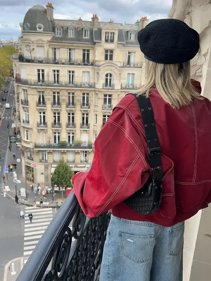 Chaqueta Oversize Mujer Diseño en Contraste