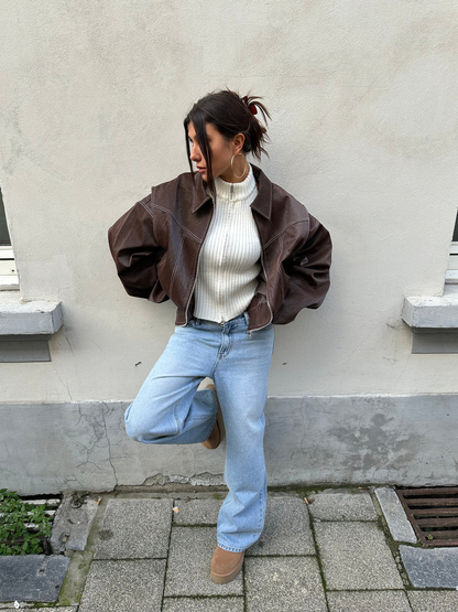 Chaqueta Oversize Mujer Diseño en Contraste