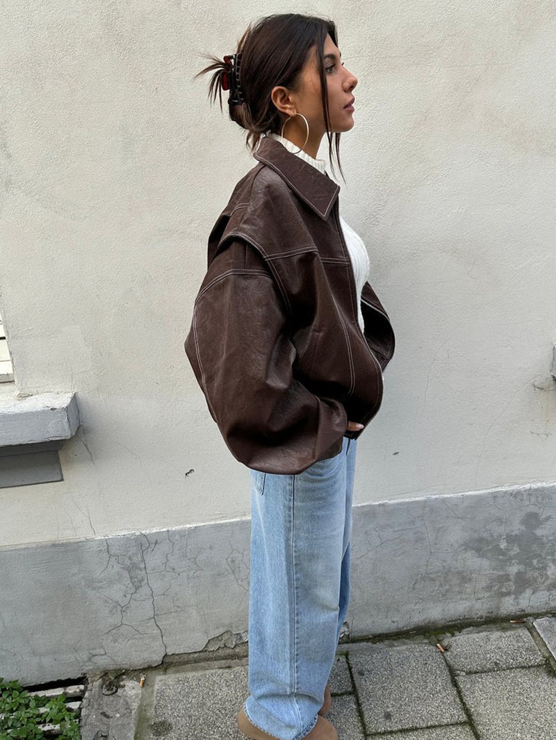 Chaqueta Oversize Mujer Diseño en Contraste