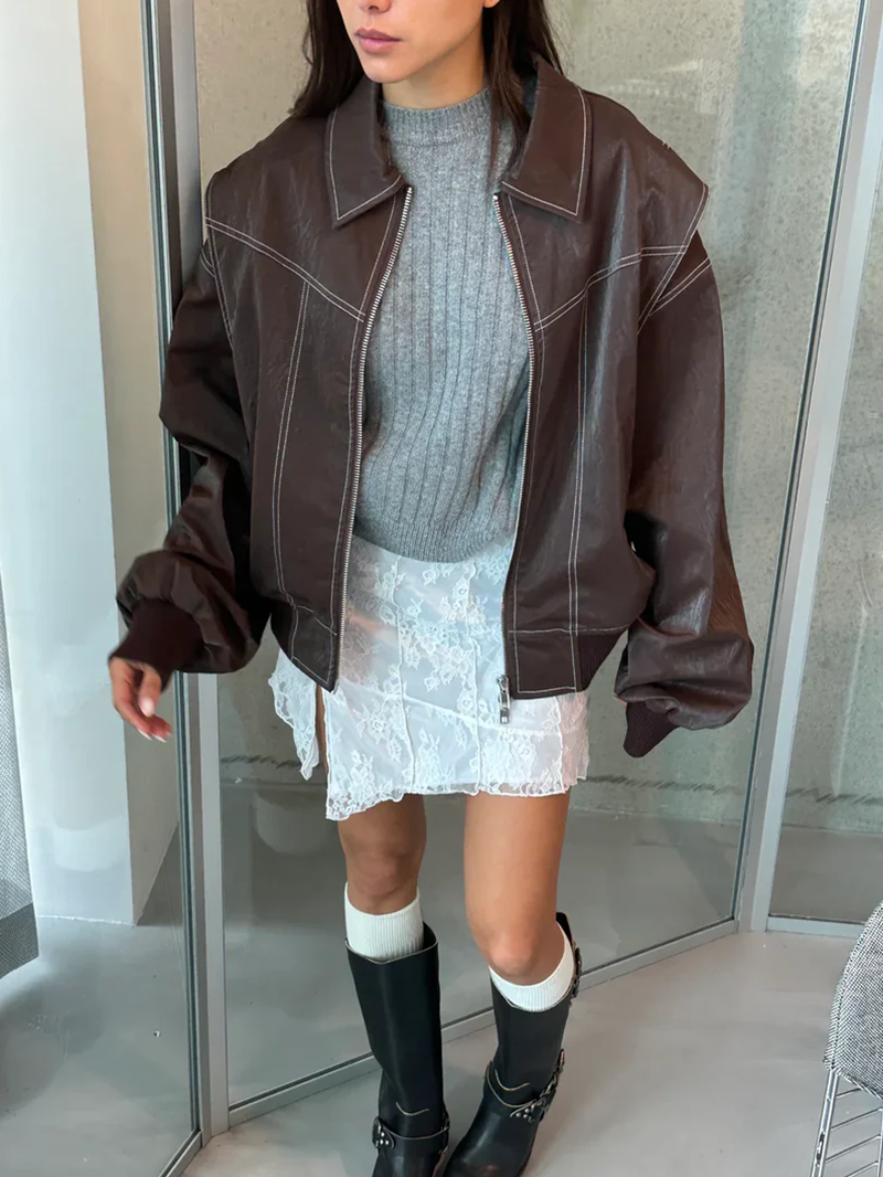 Chaqueta Oversize Mujer Diseño en Contraste