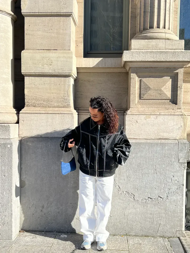 Chaqueta Oversize Mujer Diseño en Contraste