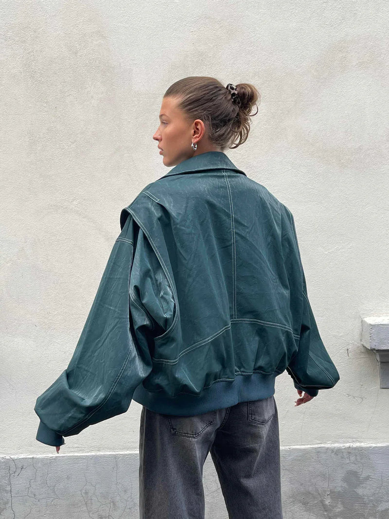 Chaqueta Oversize Mujer Diseño en Contraste