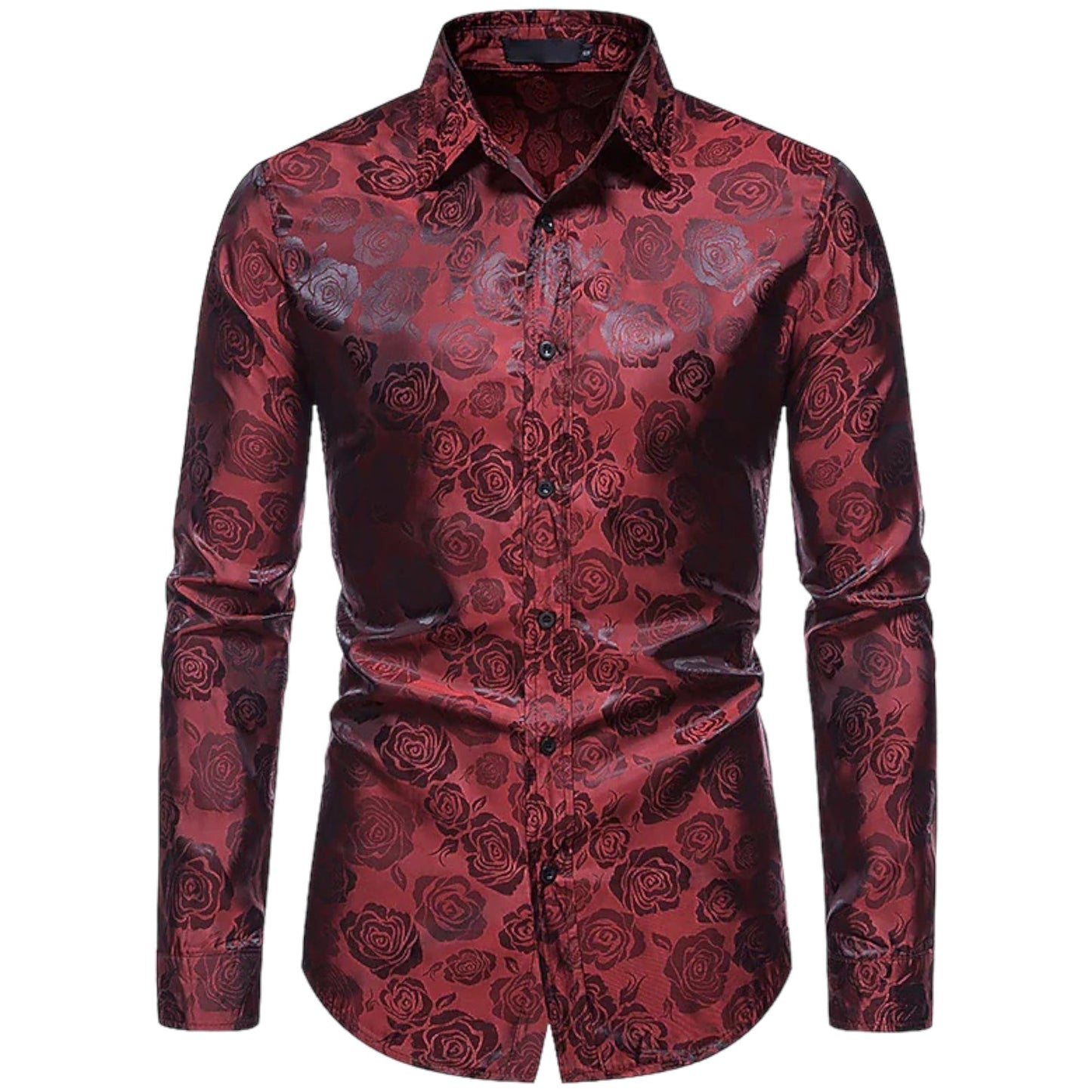 Camisa Hombre Algodón Detalles Florales Manga Larga