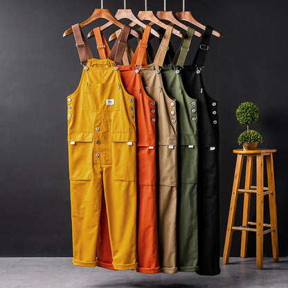 Peto Cargo Hombre Algodón Pernera Recta Estilo Utilitario