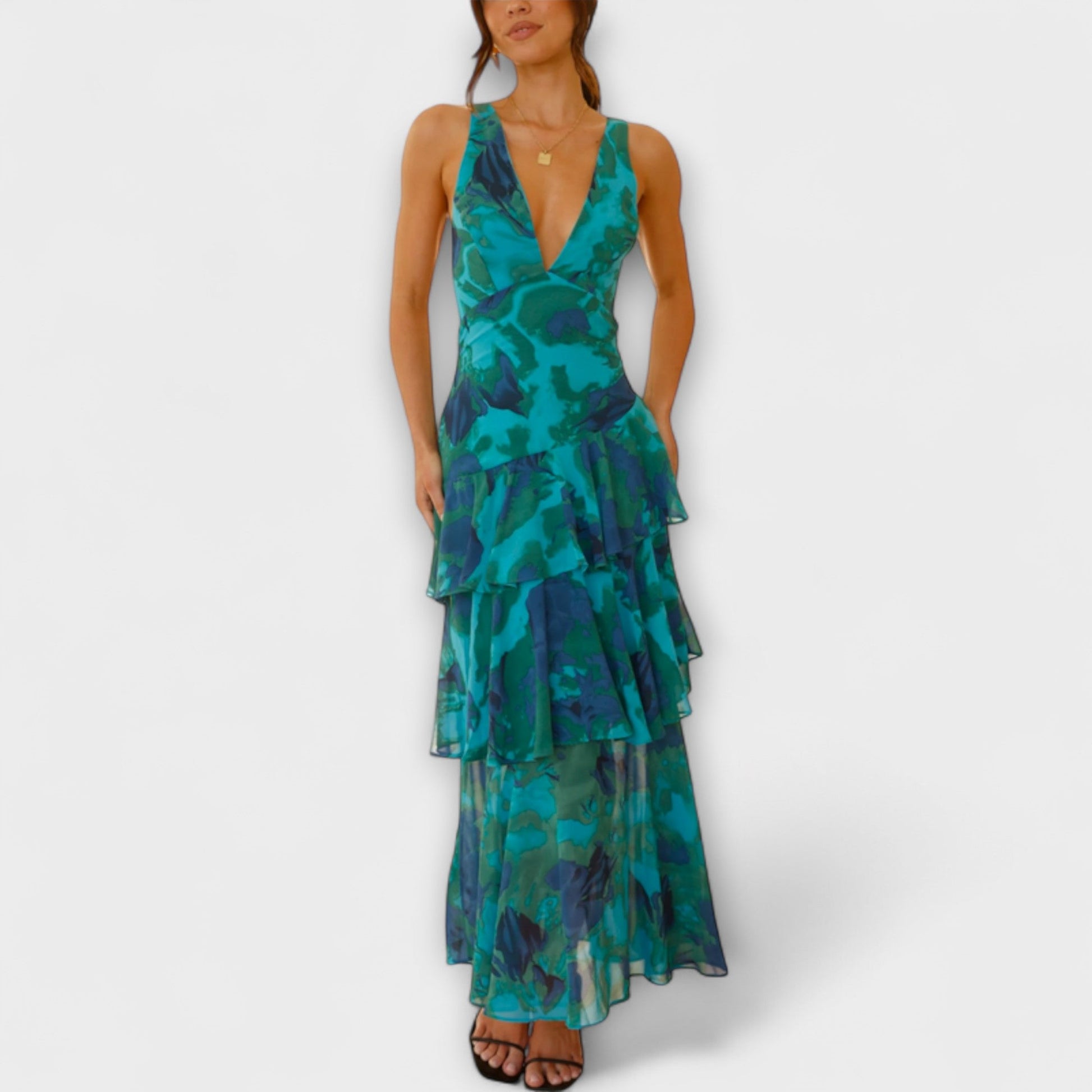 Vestido maxi mujer escote en V verano ligero - Mavetta