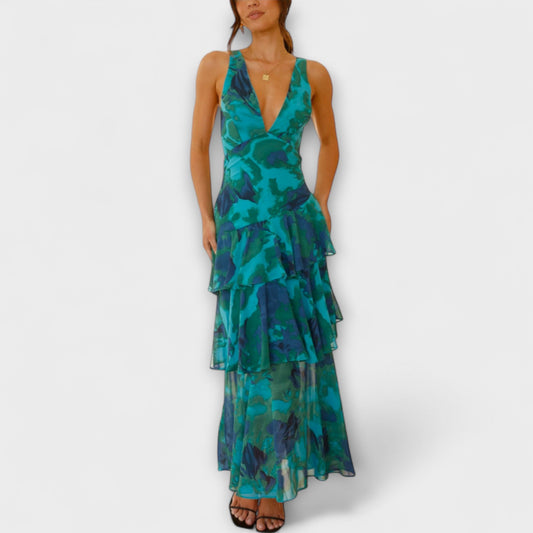 Vestido maxi mujer escote en V verano ligero - Mavetta