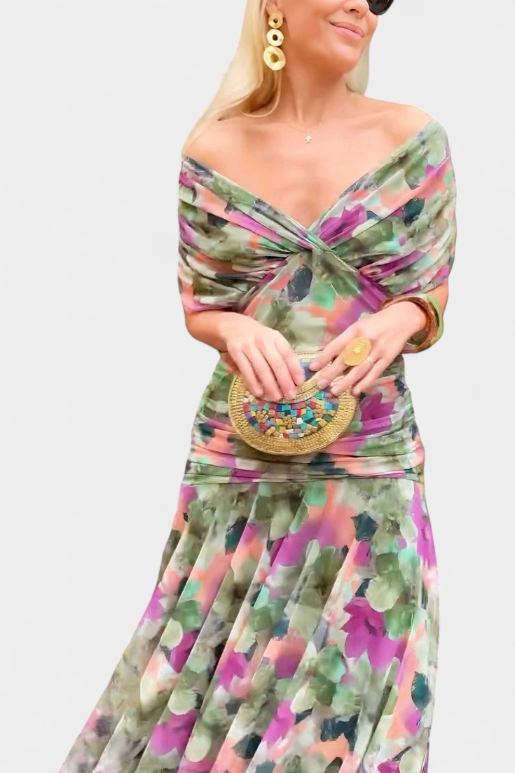 Vestido Maxi Mujer Floral Escote en V