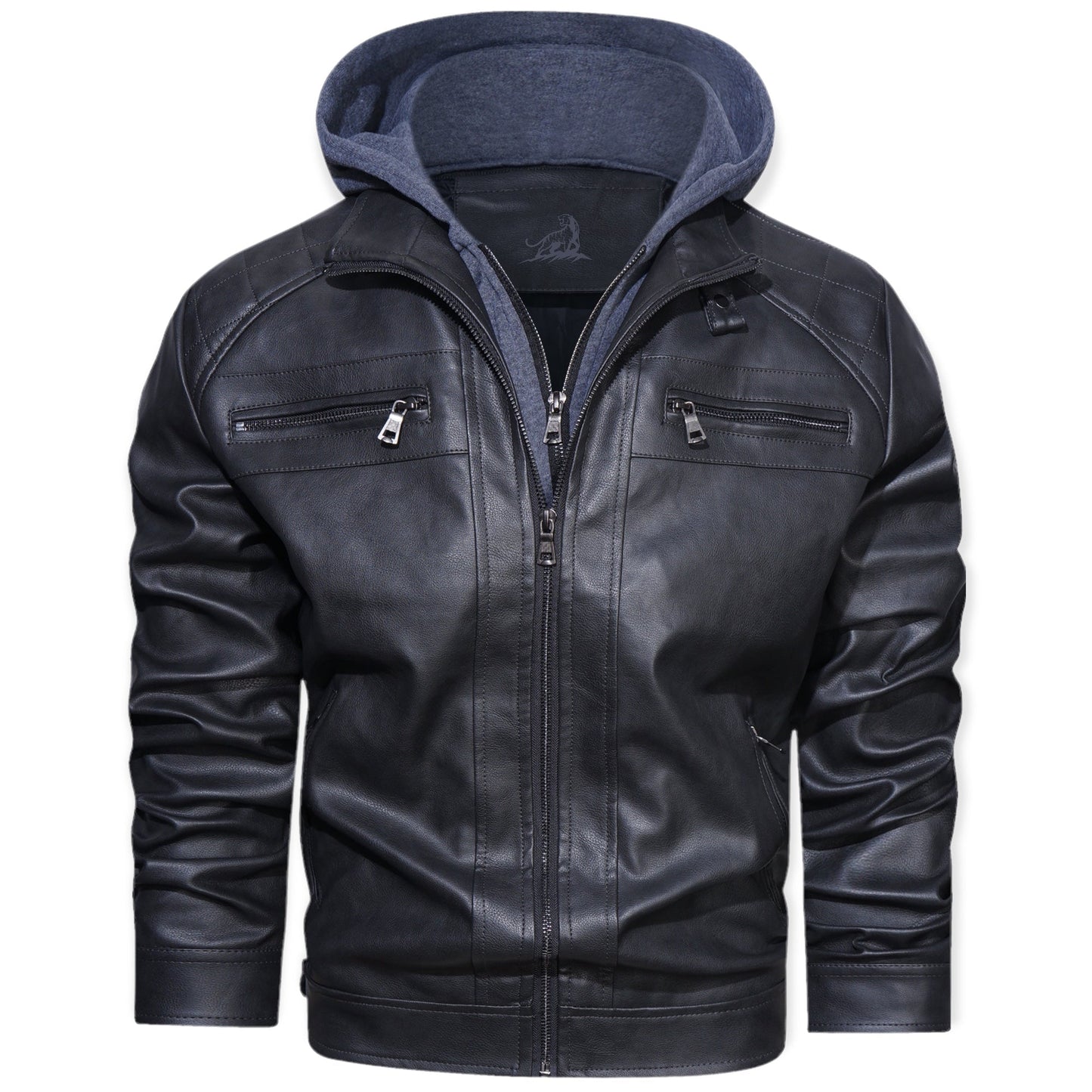 Chaqueta Hombre de Cuero Exterior con Capucha