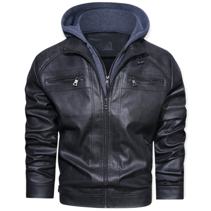 Chaqueta Hombre de Cuero Exterior con Capucha