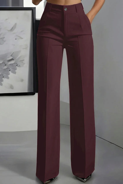 Pantalones Mujer Traje Cintura Alta Ajuste Recto