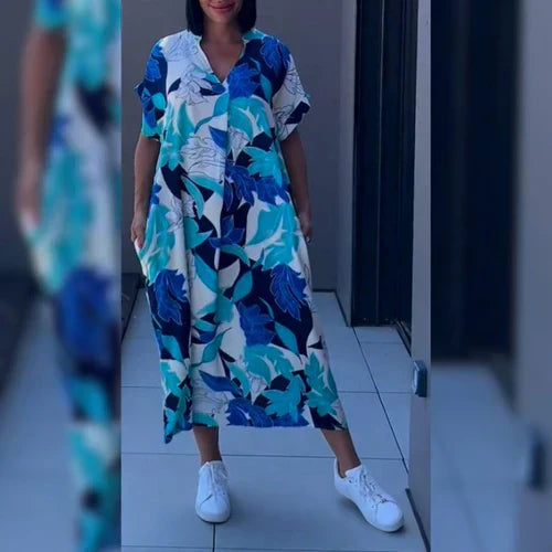 Vestido largo mujer con estampado floral corte fluido