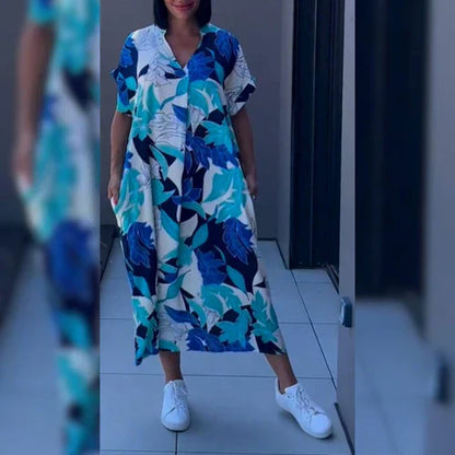 Vestido largo mujer con estampado floral corte fluido