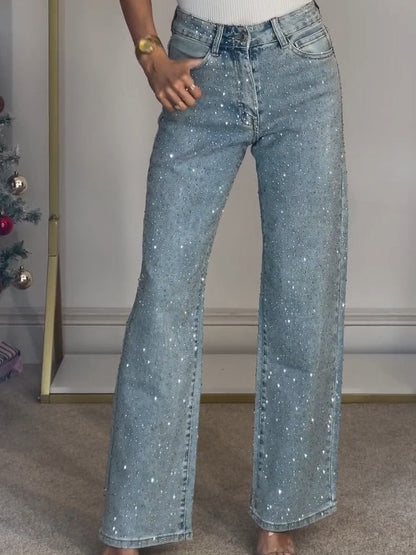 Pantalones Vaqueros Mujer Brillantes Ajuste Slim - Mavetta