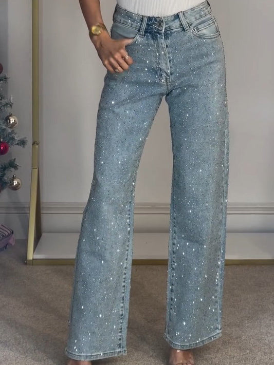 Pantalones Vaqueros Mujer Brillantes Ajuste Slim - Mavetta