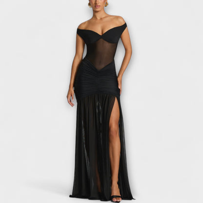 Vestido noche Mujer Hombros Descubiertos Abertura Lateral