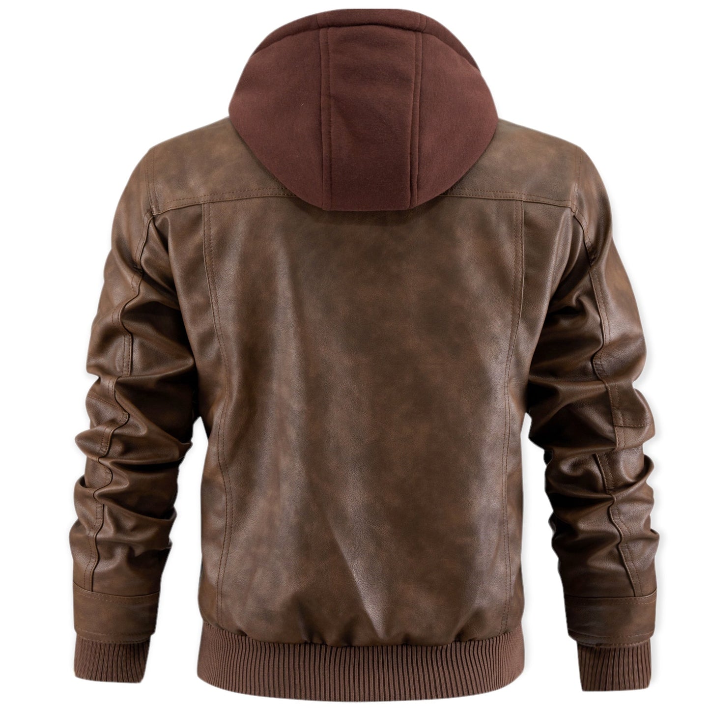 Chaqueta Hombre de Cuero con Capucha y Cremallera