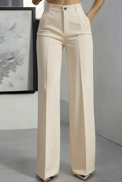 Pantalones Mujer Traje Cintura Alta Ajuste Recto