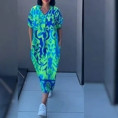 Vestido largo mujer con estampado floral corte fluido - Mavetta