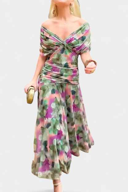 Vestido mujer escote en V cruzado falda fluida ligera