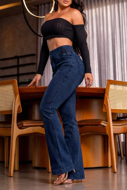 Pantalones Vaqueros Hombre Elásticos Corte Acampanado