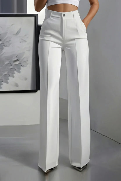 Pantalones Mujer Traje Cintura Alta Ajuste Recto